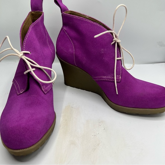 Dr Martens Magenta Suede Wedges - Picture 5 of 7